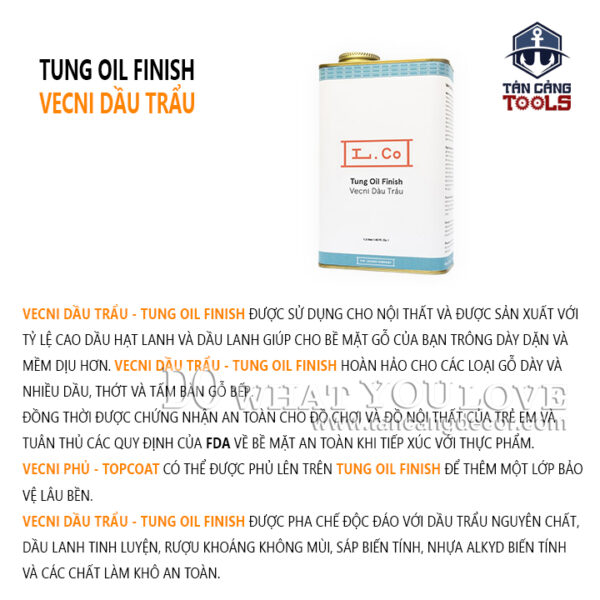 Alternative view of Dầu Lau L.Co Vecni Dầu Trẩu - Bóng 50% Semi Gloss - LCO Tung Oil Finish Semi Gloss 50%
