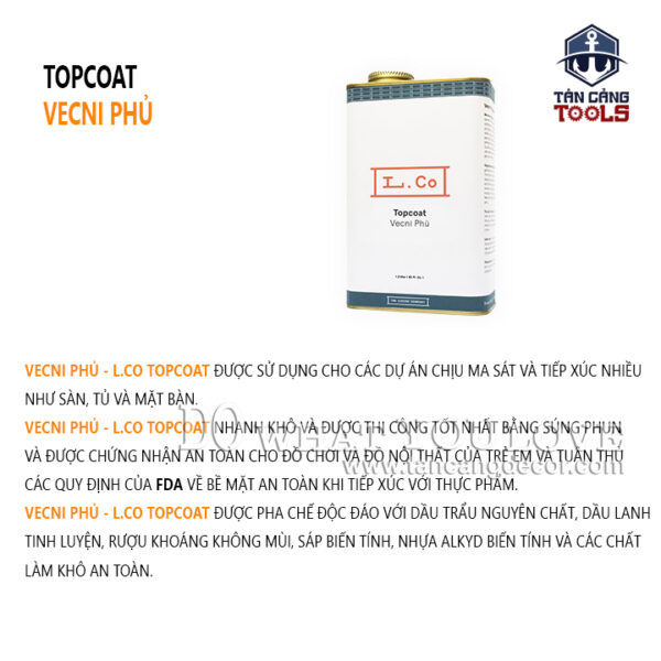Alternative view of Dầu Lau L.Co Vecni Phủ - Bóng 50% Semi Gloss - LCO Topcoat Semi Gloss 50%