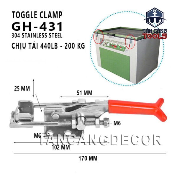 Sập kéo nhanh Inox 304 size trung 17cm GH - 431