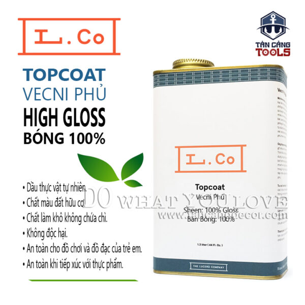 Dầu Lau L.Co Vecni Phủ - Bóng 100% High Gloss - LCO Topcoat High Gloss 100%