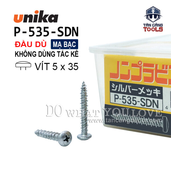 Vít Không Tắc Kê Đầu Dù Unika P535 - SDN ( Hộp 70 Cái )
