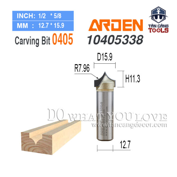 Mũi Router Arden Đánh Chỉ Nhọn R7.96 Cốt 12.7 mm Arden 0405