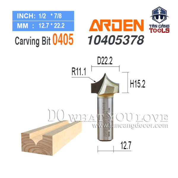 Mũi Router Arden Đánh Chỉ Nhọn R11.1 Cốt 12.7 mm Arden 0405