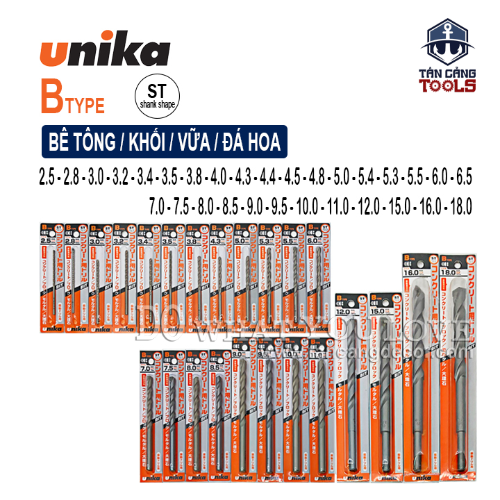 Mũi Khoan Bê Tông Unika B Chuôi Tròn (nhiều kích thước)