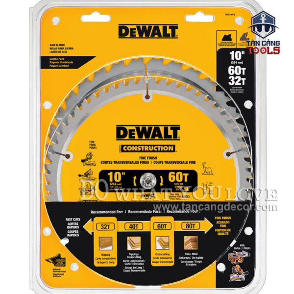 Combo 2 Lưỡi Cưa Gỗ Hợp Kim 250 x 16 mm x 32 - 60T DeWalt DW3106P5 - Ảnh 3