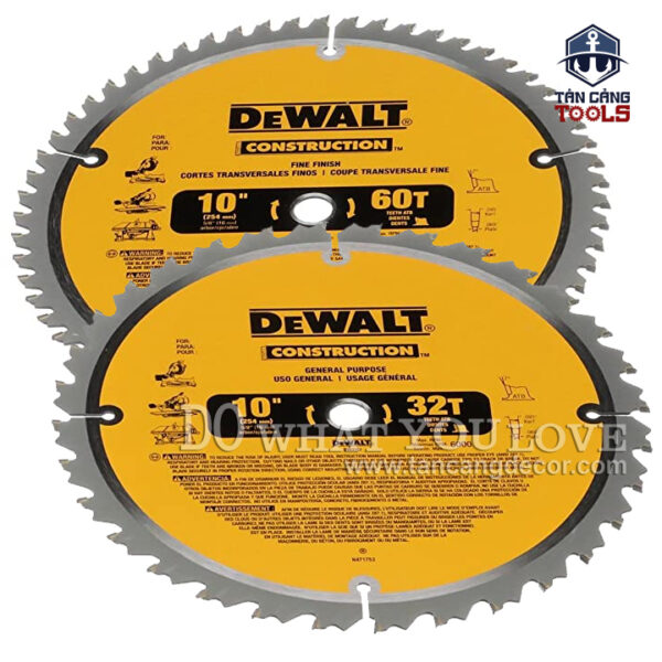 Combo 2 Lưỡi Cưa Gỗ Hợp Kim 250 x 16 mm x 32 - 60T DeWalt DW3106P5 - Ảnh 5