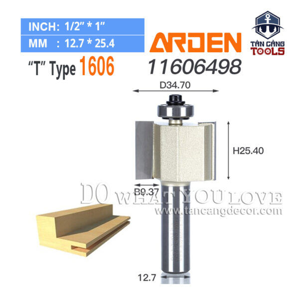 Mũi Router Arden Đánh Rãnh Ngang 25.4 x 9.37 mm Cốt 12.7 mm Arden 1606