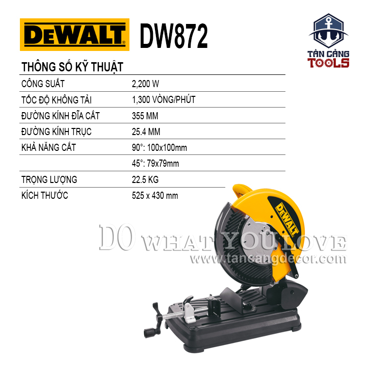 Máy Cắt Kim Loại Hợp Kim Tua Chậm Dewalt DW872 (355 mm) - Ảnh 3