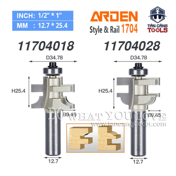 Mũi Router Arden Ghép Tủ Bếp 25.4 mm Cốt 12.7 mm Arden 1704 Set ( Mẫu 3 )