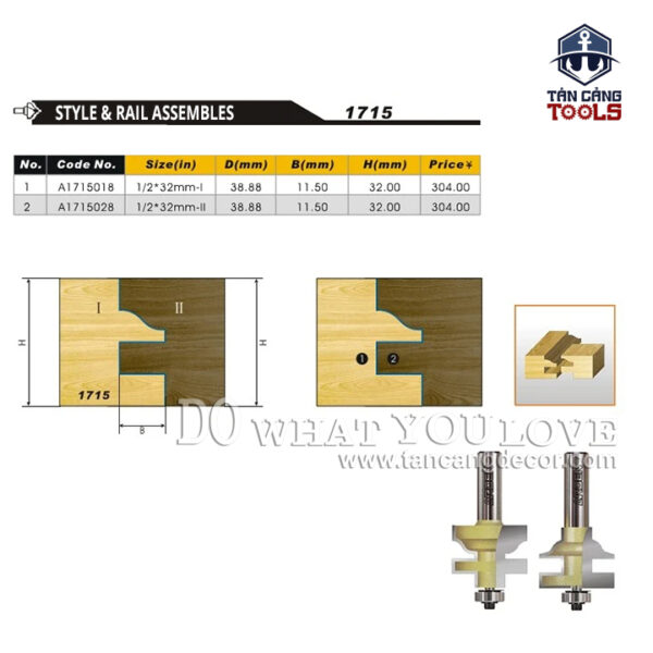 Alternative view of Mũi Router Arden Ghép Tủ Bếp 26 mm Cốt 12.7 mm Arden 1715 Set ( Mẫu 4 )