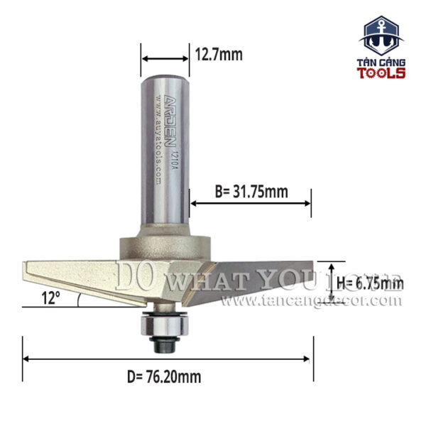 Alternative view of Mũi Router Arden Đánh Chỉ Ngựa 12 Độ 6.75 x 76.2 mm Cốt 12.7 mm Arden 1210A