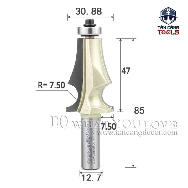 Alternative view of Mũi Router Arden Đánh Chỉ Chữ A 47 x 30.88 mm Cốt 12.7 mm Arden 0908A
