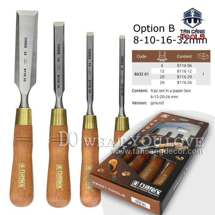 Bộ Đục 4 Chi Tiết Narex NRX-863201 - Ảnh 3