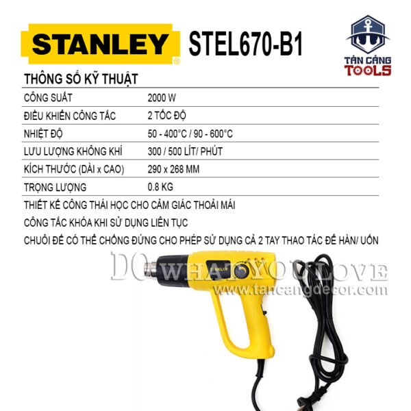Alternative view of Máy thổi nhiệt 2 Cấp Độ Stanley STEL670-B1 2000W