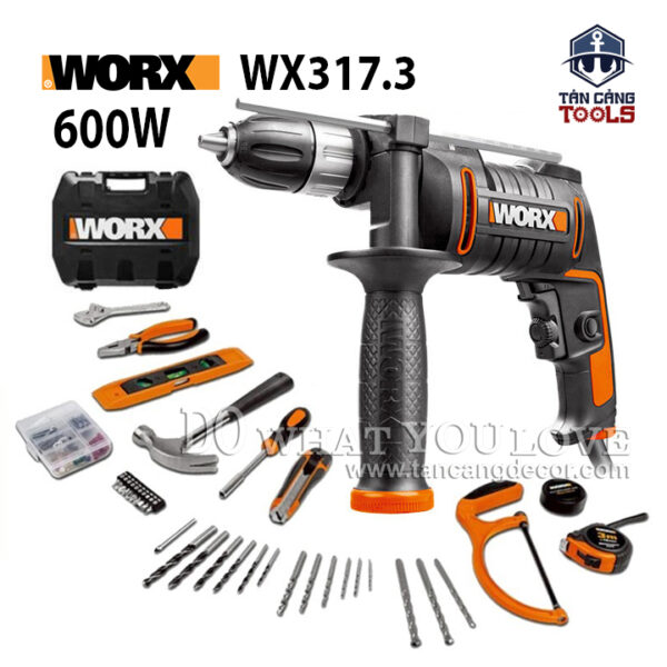 Combo Máy Khoan Động Lực Worx WX317.3 600W Và 109 Chi Tiết