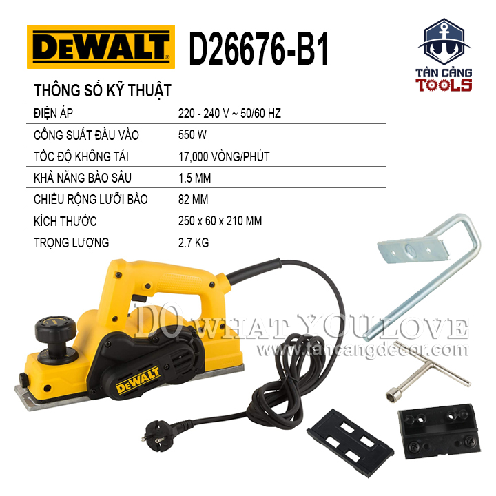 Máy Bào Gỗ Cầm Tay DeWalt D26676-B1 550W - Ảnh 3