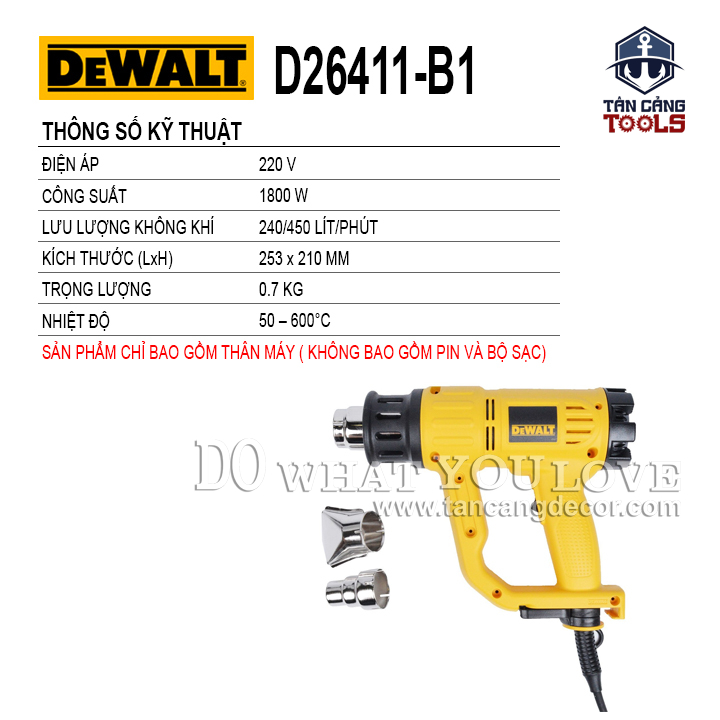 Máy thổi nhiệt 2 Cấp Độ DeWalt D26411-B1 1800W - Ảnh 3