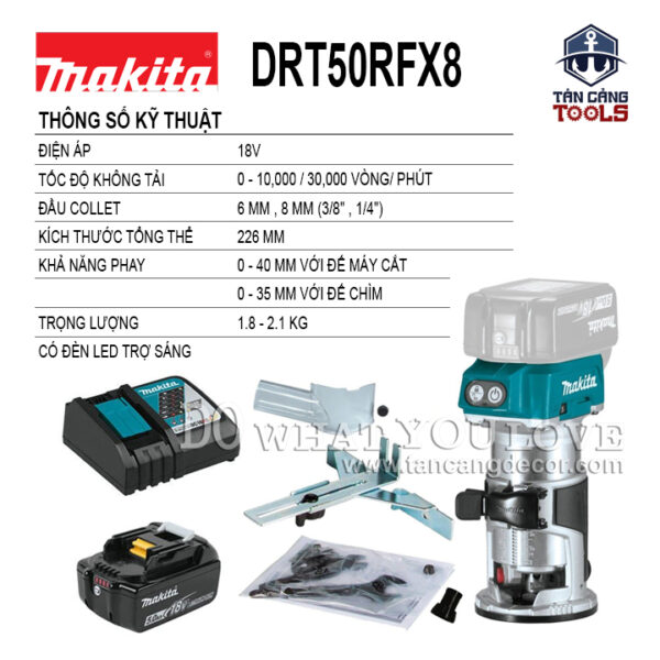 Alternative view of Combo Máy Phay Dùng Pin 18V Makita DRT50RFX8 ( 1 Pin, 1 Sạc, 1 Túi )