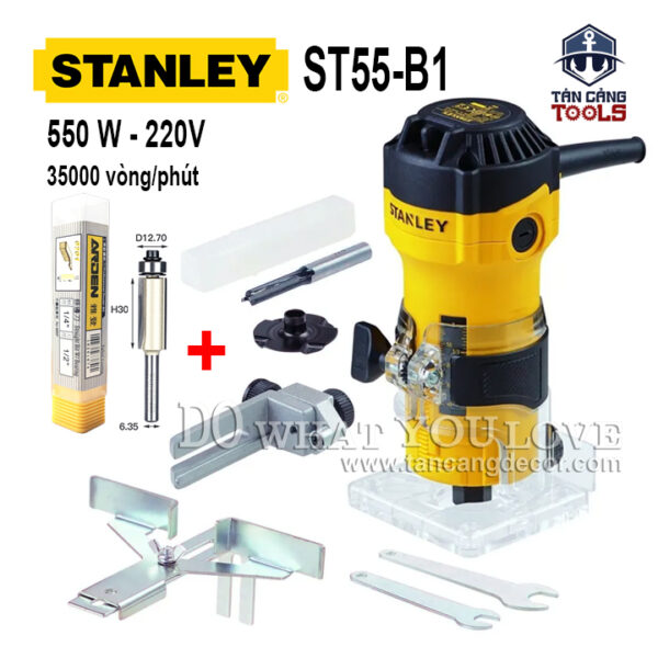 Máy Phay Stanley ST55 - B1 Cốt 6.35 mm 550W - Tặng Kèm Mũi Phay Thẳng Arden