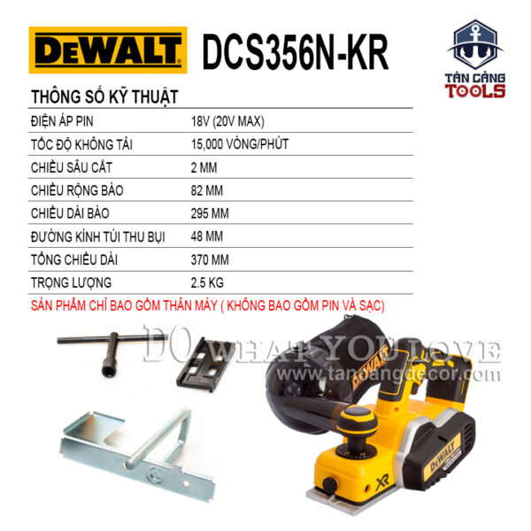 Alternative view of Máy Bào Gỗ Cầm Tay Dùng Pin 18V DeWalt DCP580N-KR ( Thân Máy )