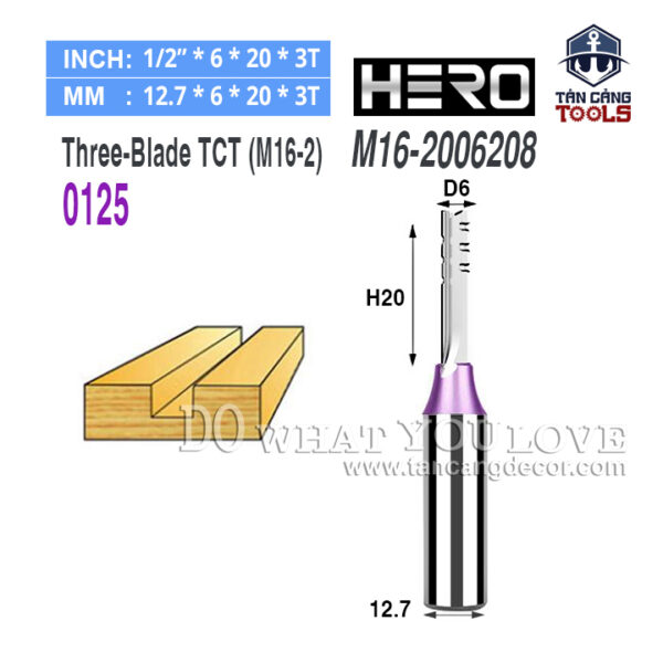 Mũi CNC Hero TCT M16-2 6 x 20 mm Cốt 12.7 mm Hero 2006208