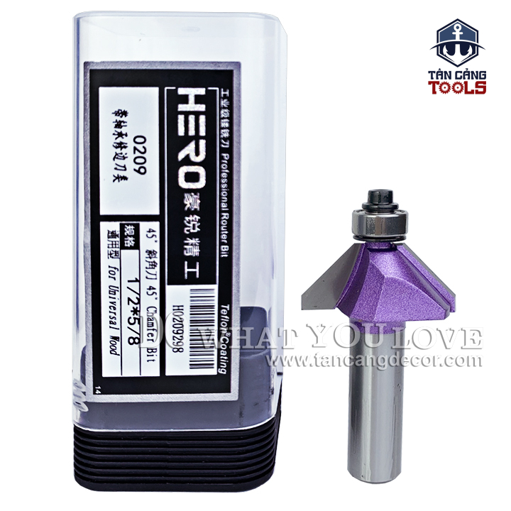 Mũi Router Hero Vát 45 Độ 15.9 mm Cốt 12.7 mm Hero H0209298 - Ảnh 2