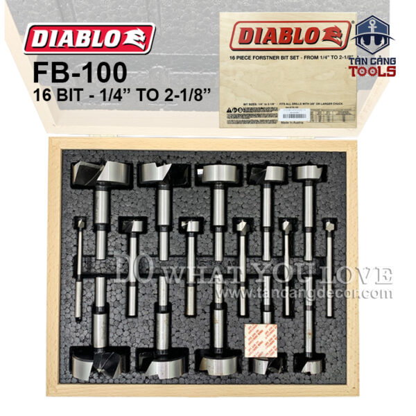 Bộ 16 Mũi Khoét Gỗ Forstner Bits Diablo FB-100