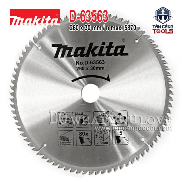 Lưỡi Cưa Gỗ Hợp Kim 260 x 30 mm x 80T Makita D-63563