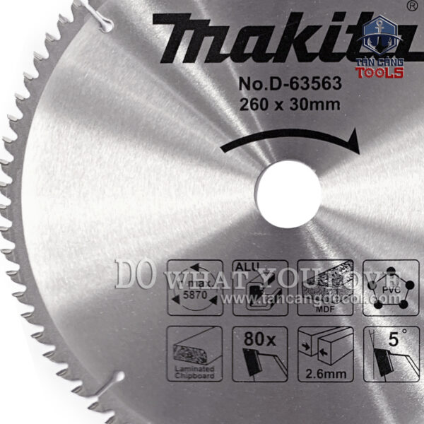 Alternative view of Lưỡi Cưa Gỗ Hợp Kim 260 x 30 mm x 80T Makita D-63563