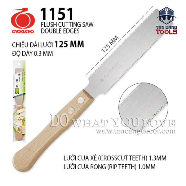 Cưa Nhật Mini GYOKUCHO 1151 125mm – Cưa Cắt 2 Cạnh – Cán Gỗ ( Chuyên Cắt Chốt Gỗ )