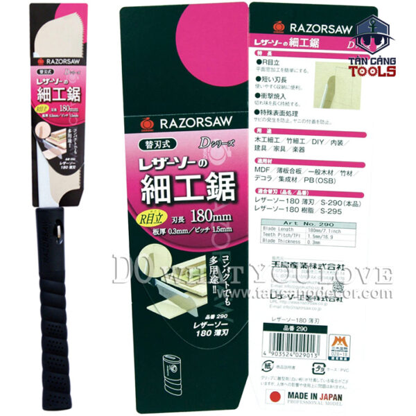 Cưa Nhật GYOKUCHO 290 180mm DOZUKI KOMAME RAZORSAW Dòng D Series – Cán Nhựa - Ảnh 9