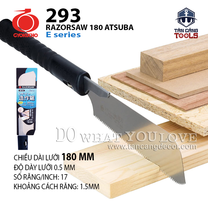 Cưa Nhật GYOKUCHO 293 180mm RAZORSAW 180 ATSUBA dòng E Series – Cán Nhựa