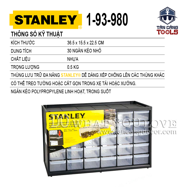 Hộp Đựng Linh Kiện Tiện Ích 30 Ngăn Stanley 1-93-980 - Ảnh 2