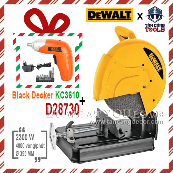Máy Cắt Sắt DeWalt D28730 (355 mm) + Tặng Máy Vặn Vít BlackDecker KC3610