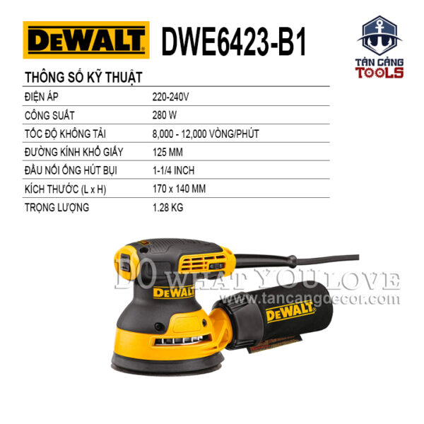 Alternative view of Máy Chà Nhám Rung, Xoay Tròn 9 Cấp DeWalt DWE6423-B1 280W