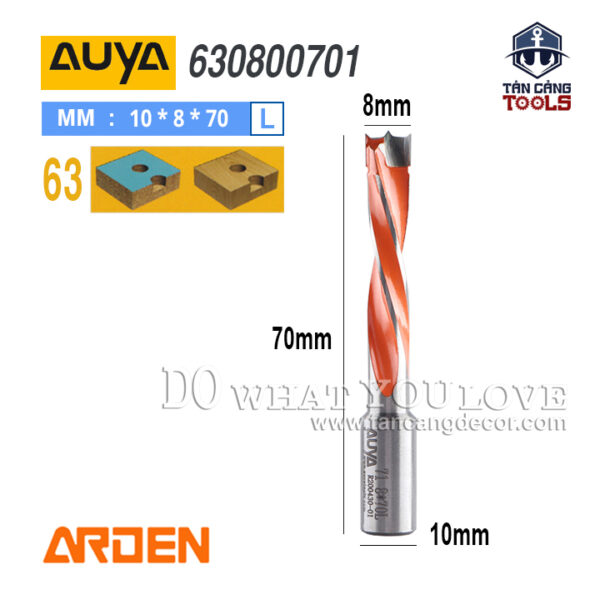 Mũi Khoan Arden Giàn Xoắn Trái Đầu Bằng 8 x 70L Cốt 10 mm Auya 630800701