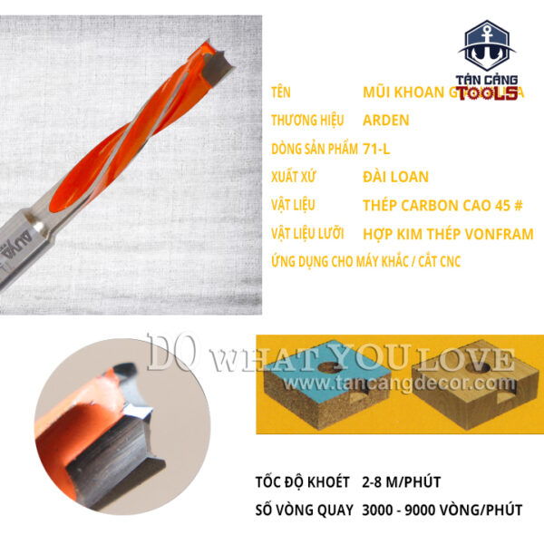 Alternative view of Mũi Khoan Arden Giàn Xoắn Trái Đầu Nhọn 15 x 70L Cốt 10 mm Auya 641500701