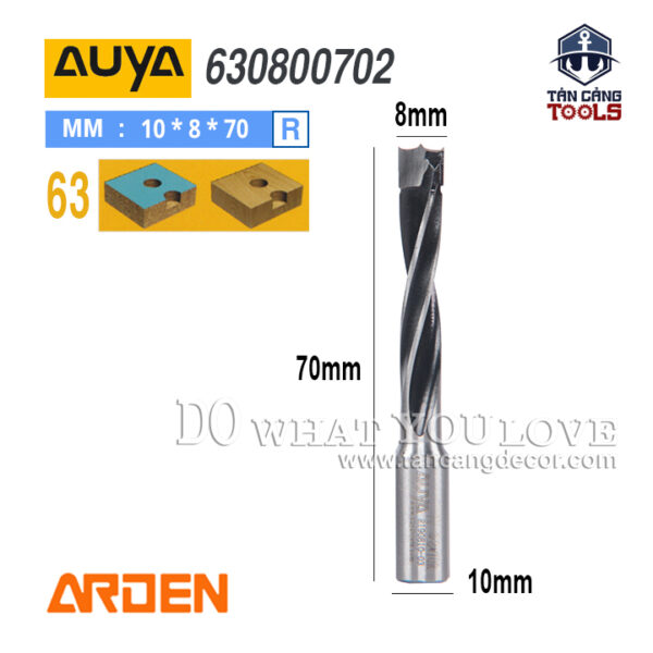 Mũi Khoan Arden Giàn Xoắn Phải Đâu Bằng 8 x 70R Cốt 10 mm Auya 630800702