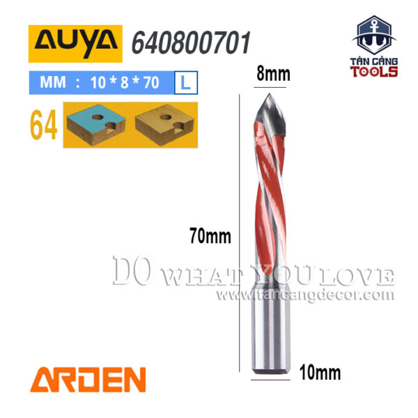 Mũi Khoan Arden Giàn Xoắn Trái Đầu Nhọn Arden 8 x 70L Cốt 10 mm Auya 640800701