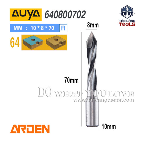 Mũi Khoan Arden Giàn Xoắn Phải Đầu Nhọn Arden 8 x 70L Cốt 10 mm Auya 640800702