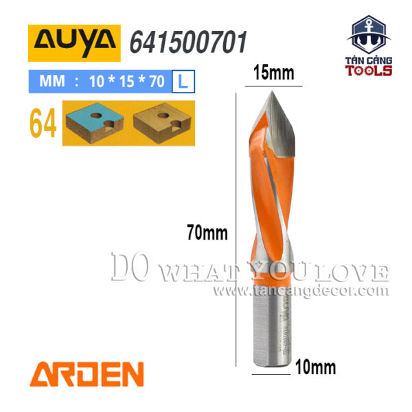 Mũi Khoan Arden Giàn Xoắn Trái Đầu Nhọn 15 x 70L Cốt 10 mm Auya 641500701