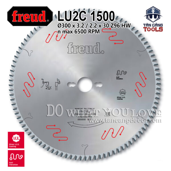 Lưỡi Cưa Gỗ Hợp Kim 305 x 30 mm x 96T Freud LU2C 1500 ( Phiên Bản Chống Ồn )