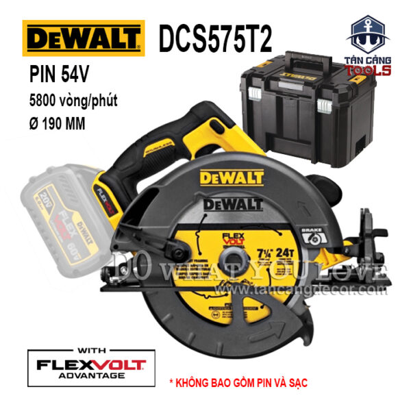 Máy Cưa Đĩa Dùng Pin Flex Volt 190 mm DeWalt 54V DCS575T2 ( Thân Máy )