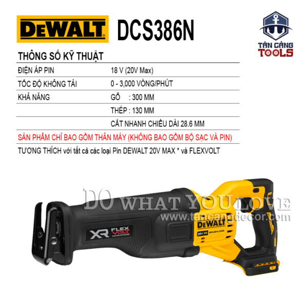 Alternative view of Máy Cưa Kiếm Dùng Pin DeWalt 20V DCS386N ( Thân Máy )