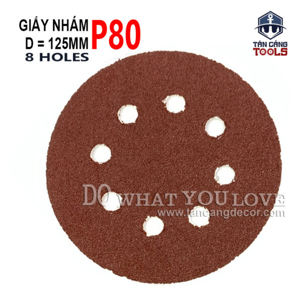 Combo 10 Giấy Nhám 8 Lỗ Dạng Dán 125 mm P80