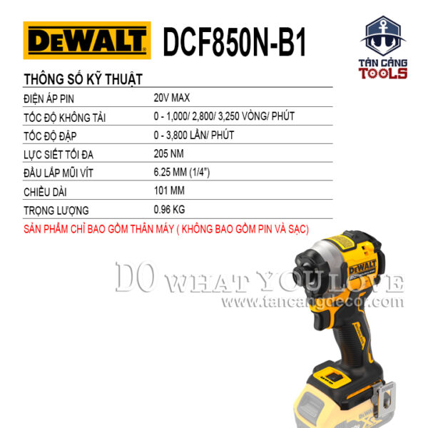 Máy Vặn Vít Dùng Pin DeWalt 20V DCF850N ( Thân Máy ) - Ảnh 3