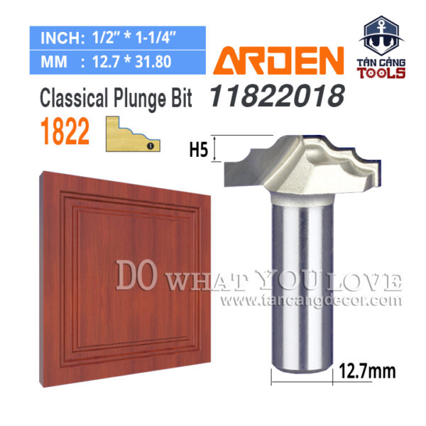 Mũi Router Arden Đánh Pano Tủ 5 x 31.8 mm Cốt 12.7 mm Arden 1822