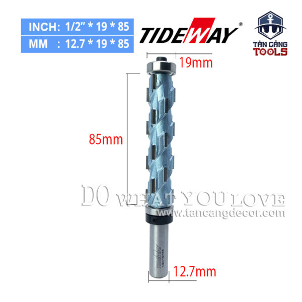 Mũi Router Bào Cạnh Bi Dưới Tideway 19 x 85 mm Cốt 12.7 mm
