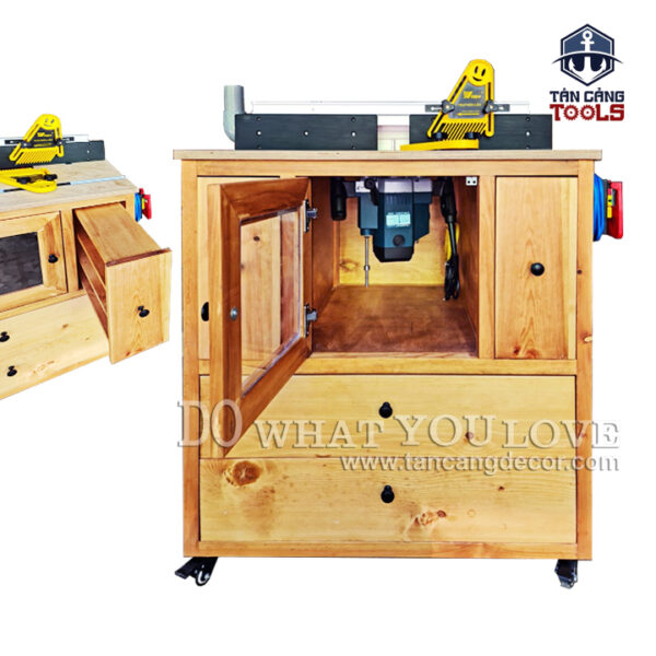 Combo Bàn Thao Tác Router Đầy Đủ Chi Tiết + Máy Phay Aoben AT3311B 7 Cấp Cốt 12.7 mm