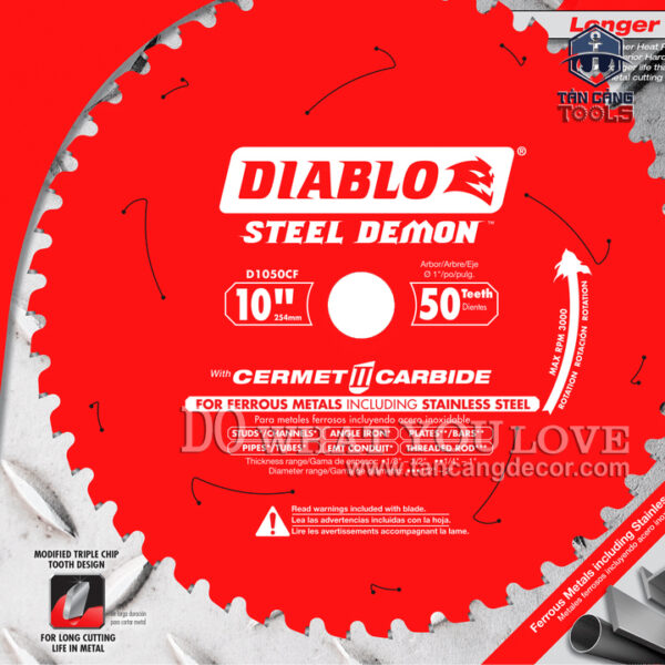 Lưỡi Cắt Sắt Hợp Kim Tua Chậm Diablo 254 x 25.4 mm x 50T Freud D1050CF - Ảnh 4